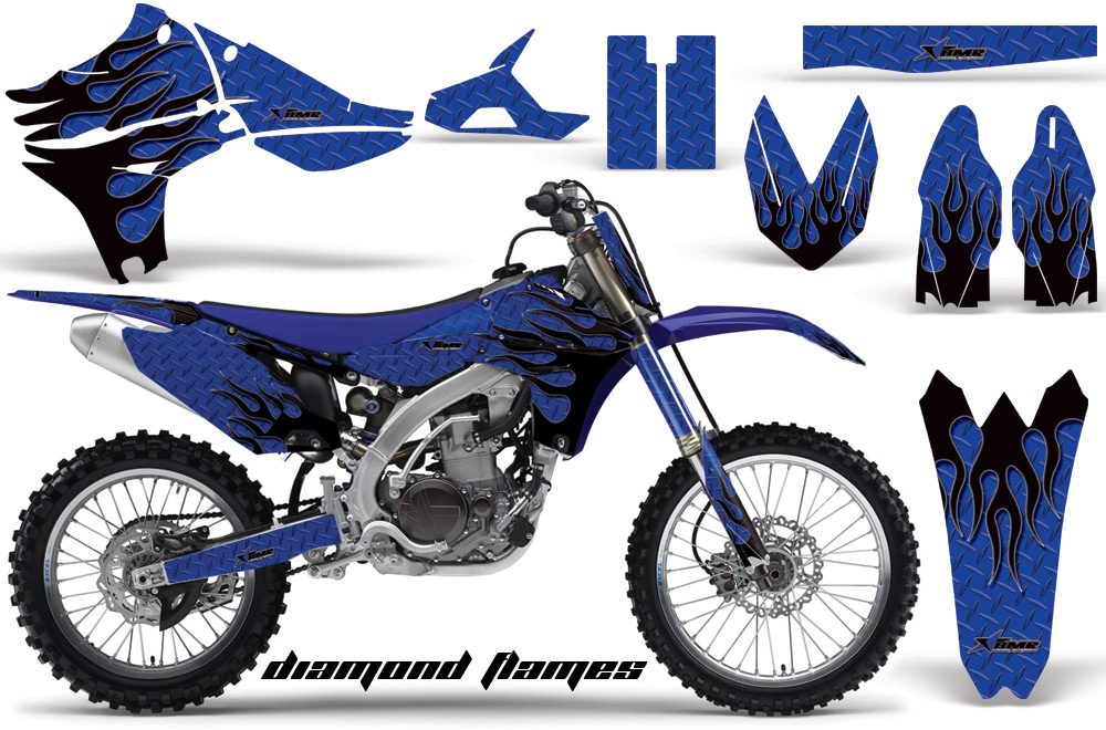 Yamaha YZ450F 2010 Graphics DIAMOND FLAMES-BLACK BLUEBG-NP